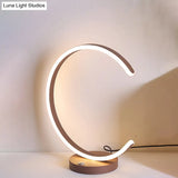 Minimalistic Led Coffee Nightstand Lamp With Curved Design Warm/White Light