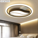 Minimalistic Led Flush Ceiling Light For Bedroom - Acrylic Loop Semi Mount Lighting Black / 16 Third