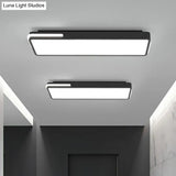 Minimalistic Led Flush Light In Black - Rectangular Corridor Mount With Acrylic Cover