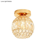 Minimalistic Led Flushmount Lighting: Cylinder/Globe Shaped Crystal Lamp Gold - Finished