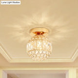 Minimalistic Led Flushmount Lighting: Cylinder/Globe Shaped Crystal Lamp Gold - Finished