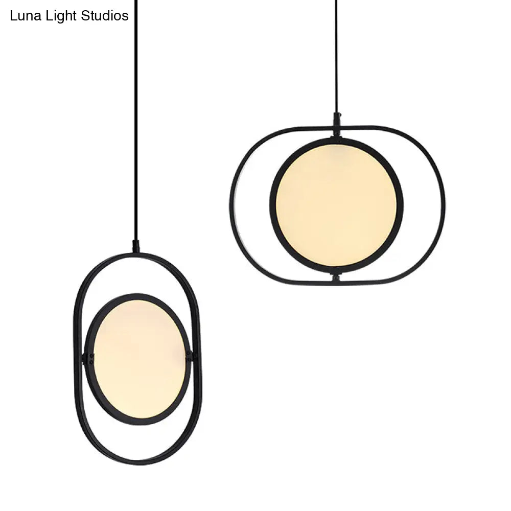 Minimalistic Led Pendant Lamp In Black For Bedside With Acrylic Shade