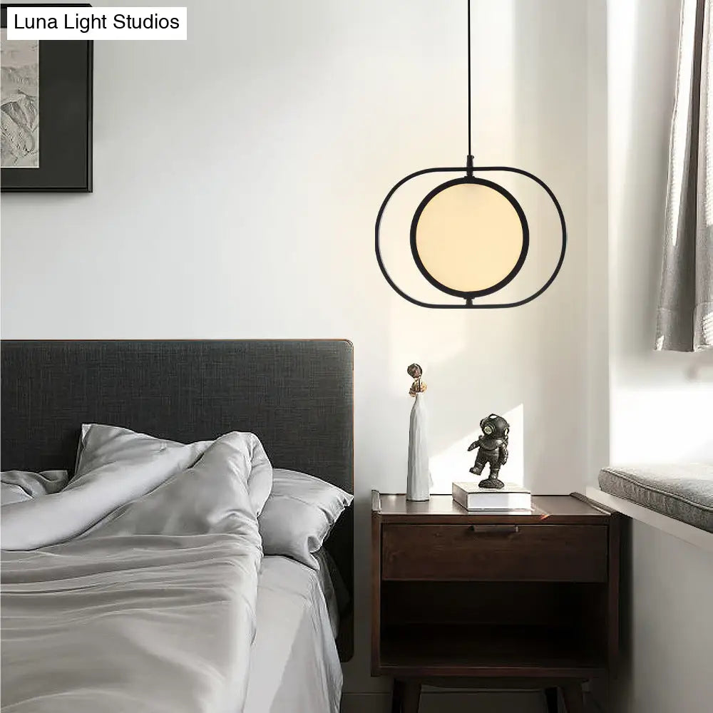 Minimalistic Led Pendant Lamp In Black For Bedside With Acrylic Shade