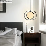 Minimalistic Led Pendant Lamp In Black For Bedside With Acrylic Shade
