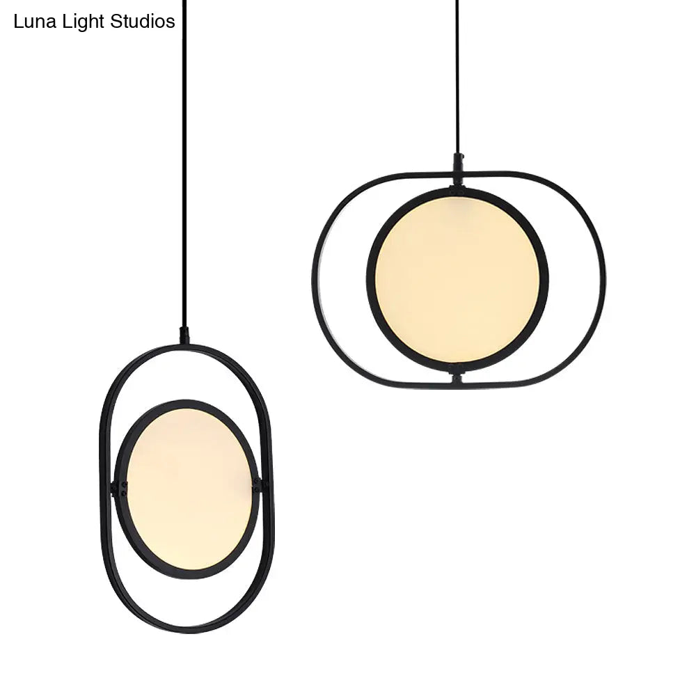 Minimalistic Led Pendant Lamp In Black For Bedside With Acrylic Shade
