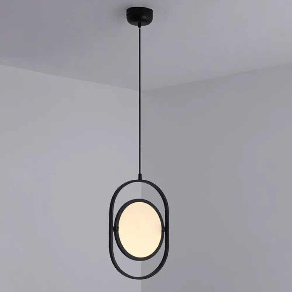 Minimalistic Led Pendant Lamp In Black For Bedside With Acrylic Shade / Vertical