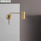Minimalistic Metal Adjustable Tubular Wall Lamp With 1-Light Bedside Spotlight