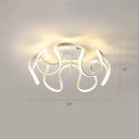 Minimalistic Metal Floral Curves Led Ceiling Light For Bedroom White / Warm