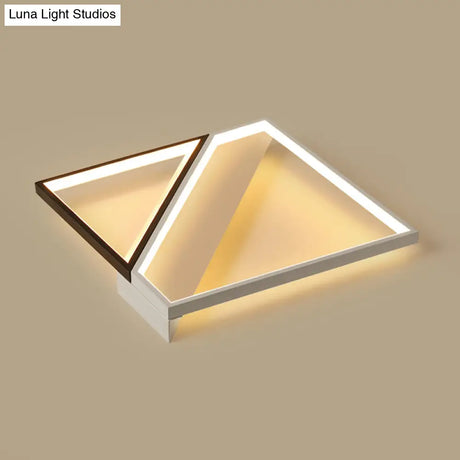Minimalistic Metal Led Ceiling Light: Square Flush Mount For Bedroom In Black And White