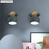 Minimalistic Metallic Bear Head Bedroom Wall Sconce Light