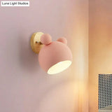 Minimalistic Metallic Bear Head Bedroom Wall Sconce Light