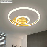 Minimalistic Metallic Led Gold Hoop Ceiling Mounted Fixture For Bedroom