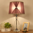 Minimalistic Purple K9 Crystal Barrel Night Light Table Lamp With Faux-Braided Detailing