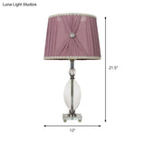 Minimalistic Purple K9 Crystal Barrel Night Light Table Lamp With Faux-Braided Detailing