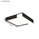 Minimalistic Squared Led Flush Mount Light In Black/White - 16’/19.5’ Dia For Bedroom With