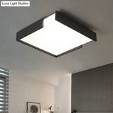 Minimalistic Squared Led Flush Mount Light In Black/White - 16’/19.5’ Dia For Bedroom With