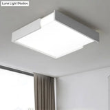 Minimalistic Squared Led Flush Mount Light In Black/White - 16’/19.5’ Dia For Bedroom With