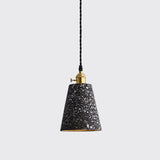 Minimalistic Terrazzo Pendant Light For Dining Room Ceiling - Geometric Design 1 Head Black / Cone