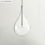 Minimalistic Water-Drop Led Pendant Lamp With Clear Glass And Chrome Finish For Snack Bars