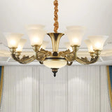Minimalistic White Frosted Glass Bedroom Chandelier Light Fixture With Hanging Lamp Kit 12 /
