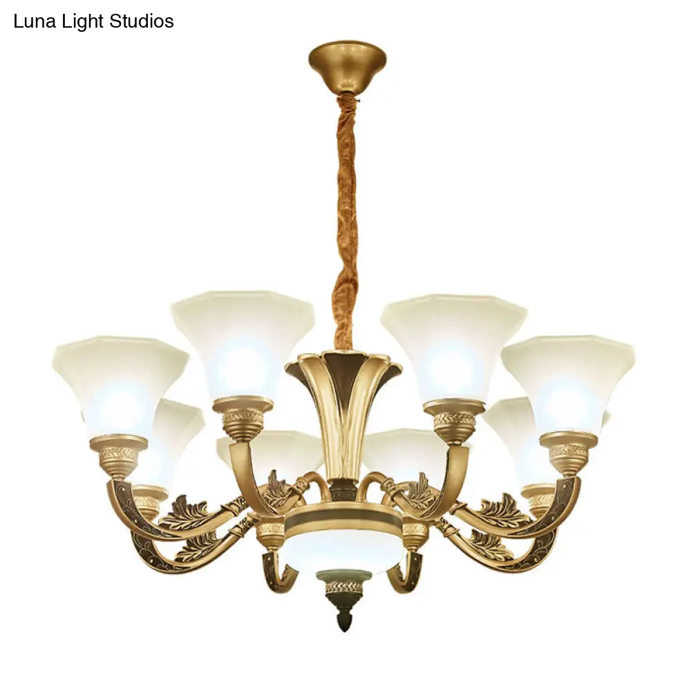 Minimalistic White Frosted Glass Bedroom Chandelier Light Fixture With Hanging Lamp Kit