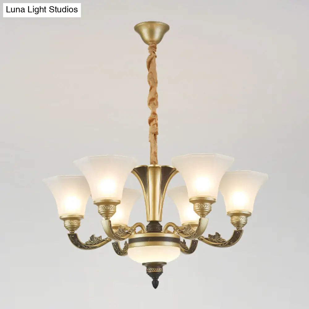 Minimalistic White Frosted Glass Bedroom Chandelier Light Fixture With Hanging Lamp Kit