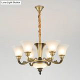 Minimalistic White Frosted Glass Bedroom Chandelier Light Fixture With Hanging Lamp Kit