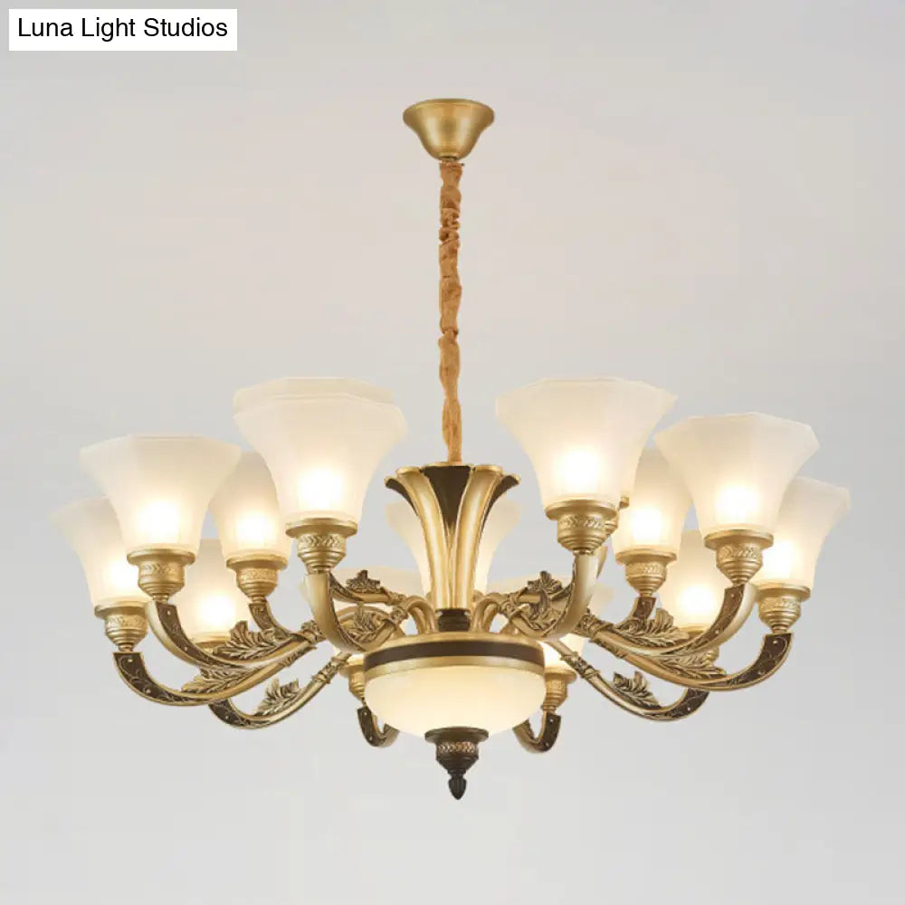 Minimalistic White Frosted Glass Bedroom Chandelier Light Fixture With Hanging Lamp Kit