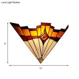 Mission Style Stained Glass Wall Sconce: Triangle Design Indoor Lighting For Hallways