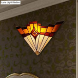 Mission Style Stained Glass Wall Sconce: Triangle Design Indoor Lighting For Hallways