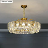 Modalight Circular Chandelier: Elegant Light Tan K9 Crystal Lamp For Bedroom