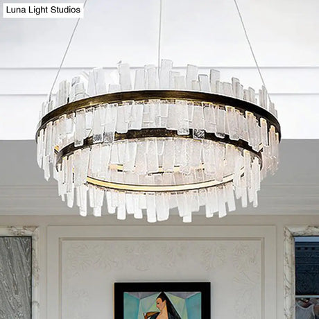 Modern 1/2 Lights Living Room Crystal Chandelier With Gold Led Suspension Pendant