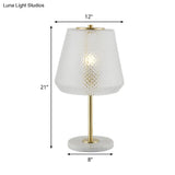 Modern 1-Bulb Gold Table Lamp With Clear Prismatic Glass Shade - 5.5/12 Wide