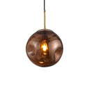 Modern 1 Bulb Pendant Light With Concave Glass Shade - Silver/Red Hanging Fixture For Restaurants