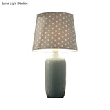 Modern 1-Head Bedroom Night Table Light With Tapered Fabric Shade Vibrant Pink/Blue/Green Finish