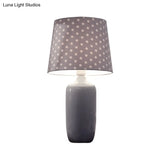 Modern 1-Head Bedroom Night Table Light With Tapered Fabric Shade Vibrant Pink/Blue/Green Finish