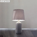 Modern 1-Head Bedroom Night Table Light With Tapered Fabric Shade Vibrant Pink/Blue/Green Finish