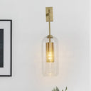 Modern 1-Head Gold Wall Mount Light For Bedside - Clear Glass Capsule Sconce Fixture