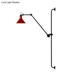 Modern 1-Head Sconce Lighting With Metal Shade - Red/Yellow Conical Wall Mount Lamp For Bedside