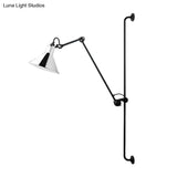 Modern 1-Head Sconce Lighting With Metal Shade - Red/Yellow Conical Wall Mount Lamp For Bedside