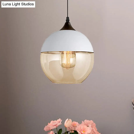 Modern 1-Light Drum/Cylinder/Jar Suspension Pendant – Clear/Yellow Glass White/Black Fixture