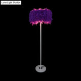 Modern 1-Light Feather Drum Shade Floor Lamp In Multi Colors For Living Room