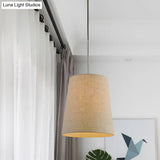 Modern 1-Light Flaxen Drop Pendant With Fabric Lamp Shade - Minimalist Design