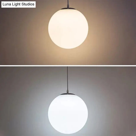 Modern 1 Light Glass Ball Pendant For Clothing Store Ceiling Simple & White