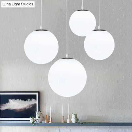 Modern 1 Light Glass Ball Pendant For Clothing Store Ceiling Simple & White