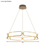 Modern 1-Light Gold Led Ceiling Pendant Light: Bracelet Metal Chandelier Lamp In White/Warm Light