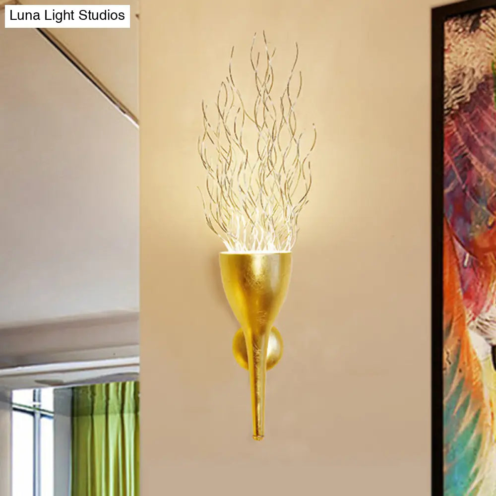 Modern 1-Light Gold Torch Wall Sconce For Stairway Lighting