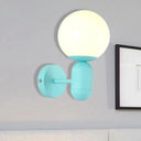 Modern 1-Light Metallic Wall Lamp With Orb Shade - Perfect For Balcony And Kitchen Blue