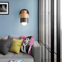 Modern 1-Light Rotatable Metal & Wood Wall Sconce In Black/White Black
