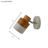 Modern 1-Light Rotatable Metal & Wood Wall Sconce In Black/White